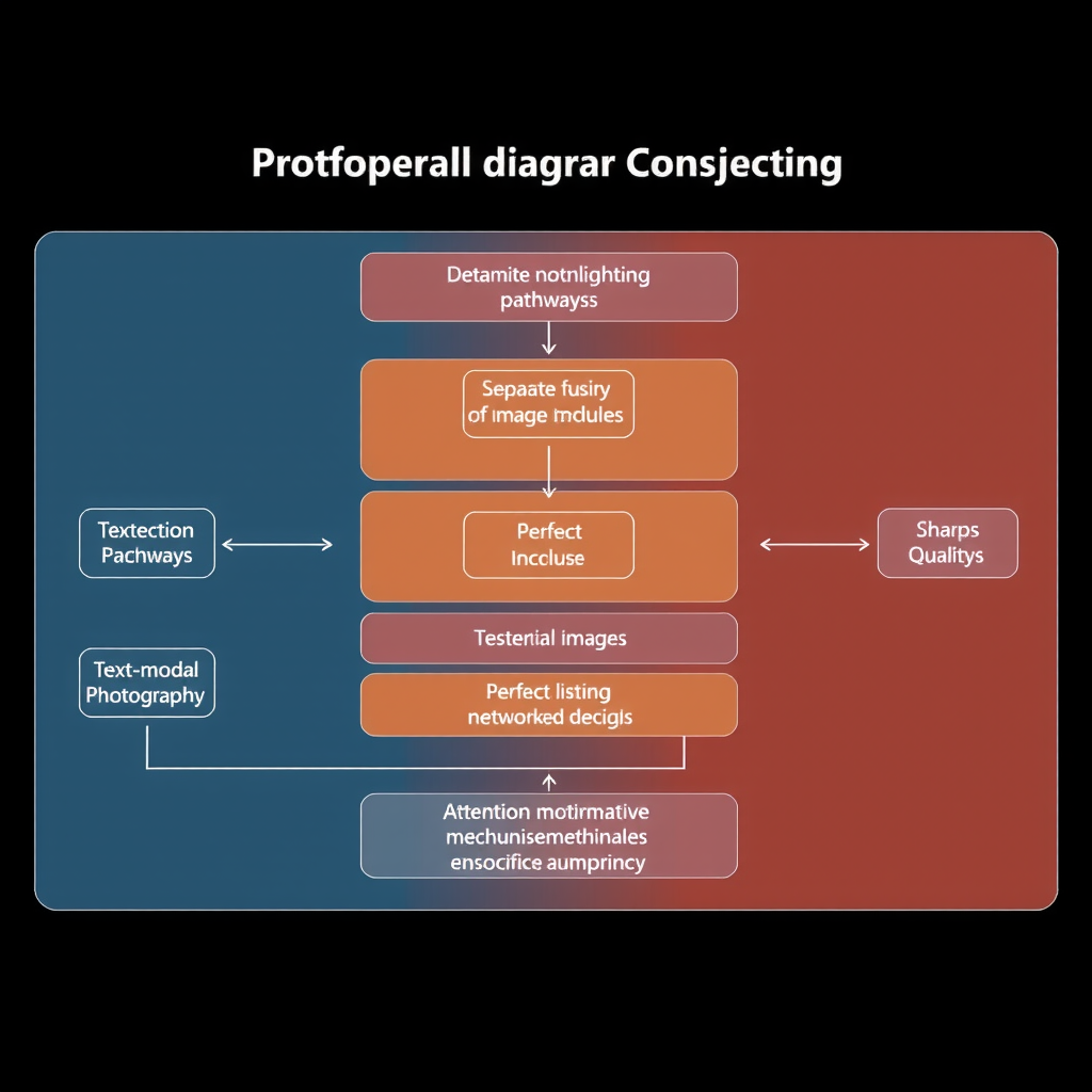 Detailed architectural diagram showing the multi-modal fusion pipeline with separate encoding pathways for text and image inputs, hierarchical fusion modules at different network depths, and attention mechanisms that integrate information from both modalities
